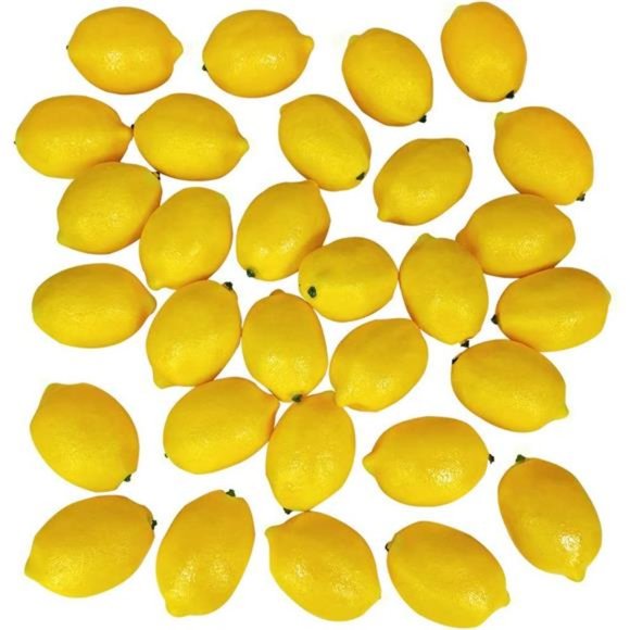 30 Pack Faux Yellow Lemons Artificial Fruits Fake Lemons Lifelike Simulation - Picture 1 of 5